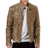 Slim Fit Casual Leather Motorcycle Jacket for Men - Stylish Autumn PU Coat with Lapel and Anti-Wind Features, Perfect for Everyday Wear